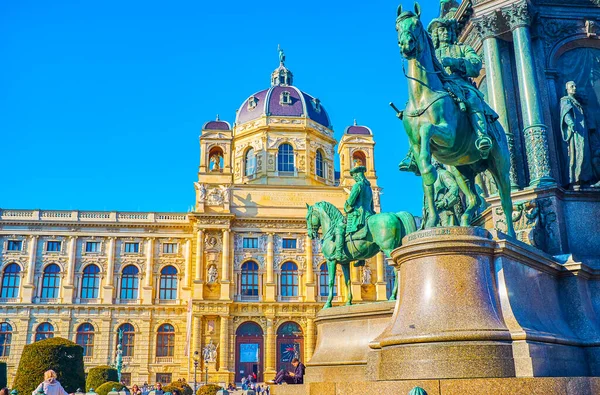 Vienna Austria February 2019 Fragment Maria Theresa Monument Equestrian Statues — Stock Photo, Image
