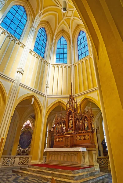 Kutna Hora Czeska Republika Marca 2022 Rzeźbione Drewniane Ołtarze Katedrze — Zdjęcie stockowe