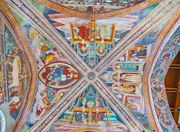 Ascona Svizzera Marzo 2022 Cupola Interna Medievale Riccamente Decorata Della — Foto Stock