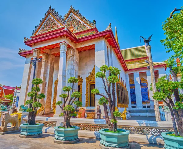 Decorações Florais Cabaças Ubosot Santuário Principal Templo Wat Bowonniwet Vihara — Fotografia de Stock