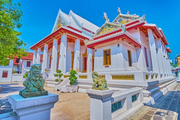 Santuários Pátio Templo Wat Bowonniwet Vihara Bangkok Tailândia — Fotografia de Stock