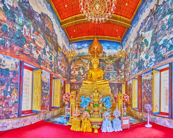 Bangkok Thailand 2019年4月23日 泰国曼谷 Wat Bowonniwet Vihara神庙图像屋全景 — 图库照片