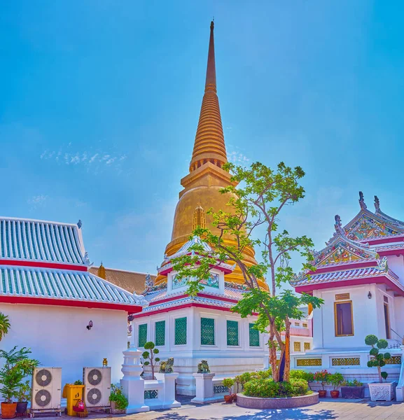 Chedi Dourado Complexo Templo Wat Bowonniwet Vihara Bangkok Tailândia — Fotografia de Stock