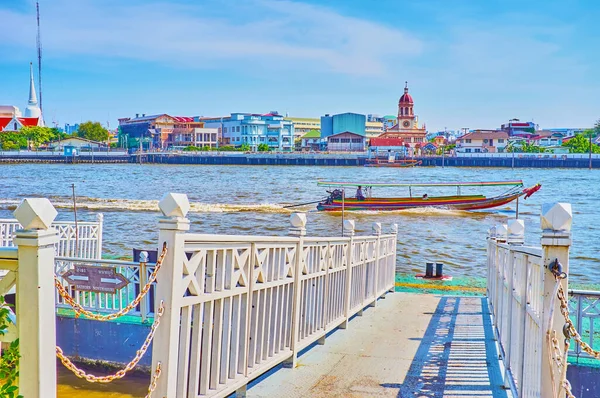 Anlegestelle Für Yodpiman Passagierboote Chao Phraya Fluss Und Santa Cruz — Stockfoto