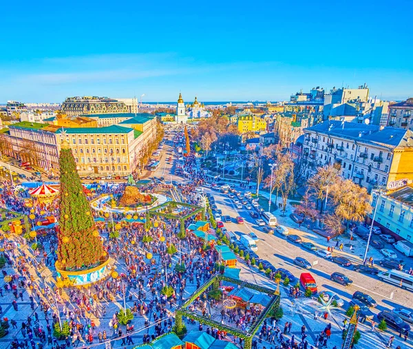 Jul Sophia Square Med Main Christmas Tree Kiev Ukraina — Stockfoto