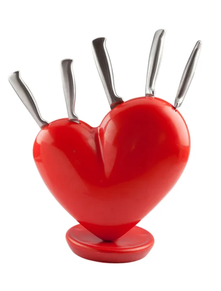 Red heart and knife showing love of food