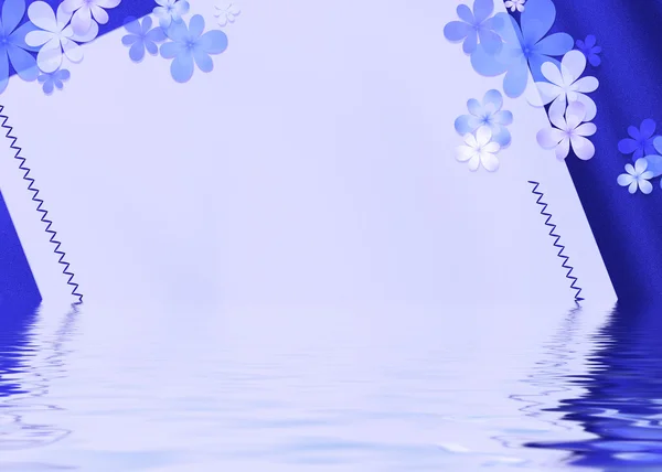 Form Reflexion blau "Stickerei und Blumen" — Stockfoto