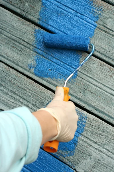 Renovation the house eith light blue — Stock Photo, Image