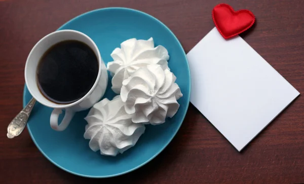 Heart message and cup of coffee — Stock Photo, Image