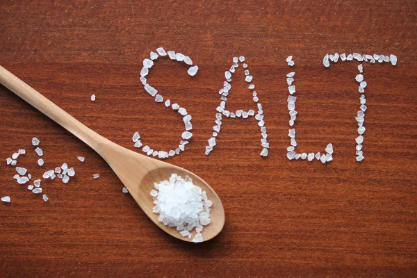 Sea Salt In Wooden Spoon — Stock Photo, Image