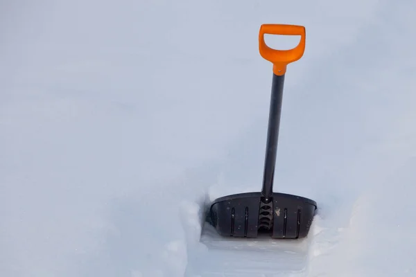 Black Plastic Shovel Snow Removal Winter — Stock Photo, Image