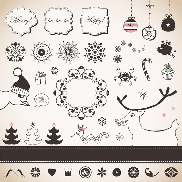 Vintage Christmas set — Stock Vector