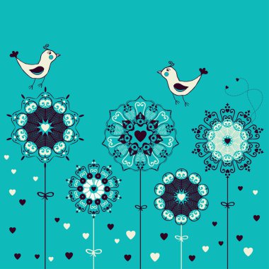 stilize çiçeklerle çok güzel kart