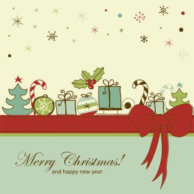 Retro Noel ve yeni yıl kartı