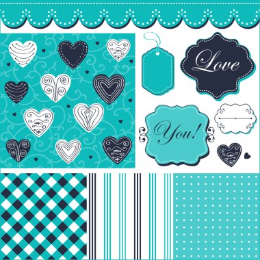 şirin desen, çerçeveler ve sevimli romantik arka planlar