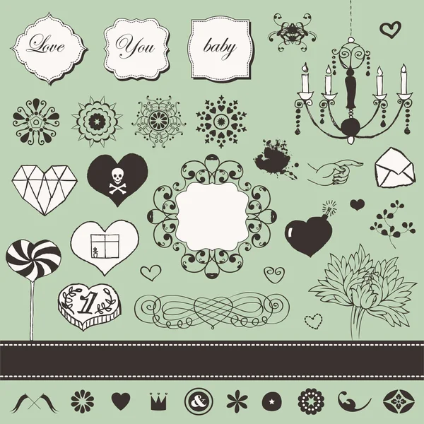 Lovely romantic set for your design — Stock Vector