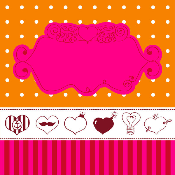 Lovely drawn card with darling hearts