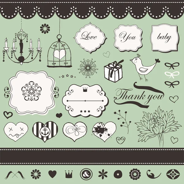 Lovely romantic set — Stock Vector