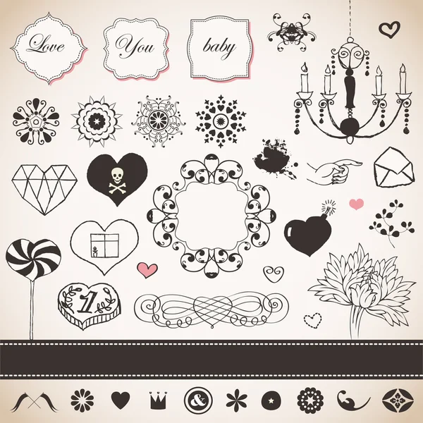 Lovely romantic set — Stock Vector