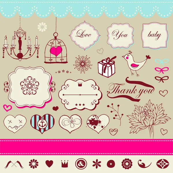 Lovely romantic set — Stock Vector