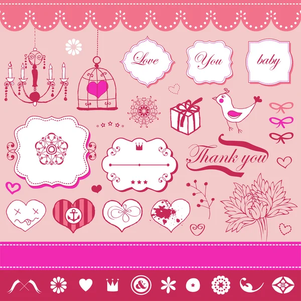 Lovely romantic set — Stock Vector