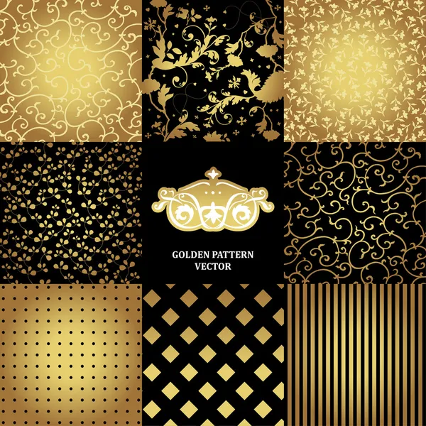 Set of black and golden patterns for your design — Stock Vector