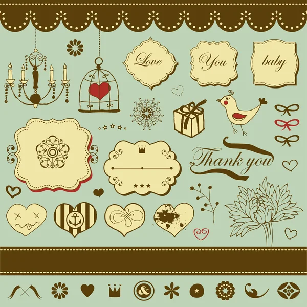 Lovely cute set for Your design — Stock Vector