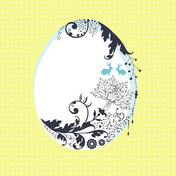 Biglietto pasquale con uovo floreale stilizzato — Vettoriale Stock