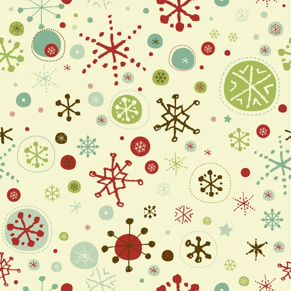 Fondo retro sin costuras con copos de nieve — Vector de stock