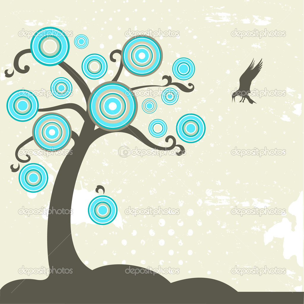 Fantasy tree with bird
