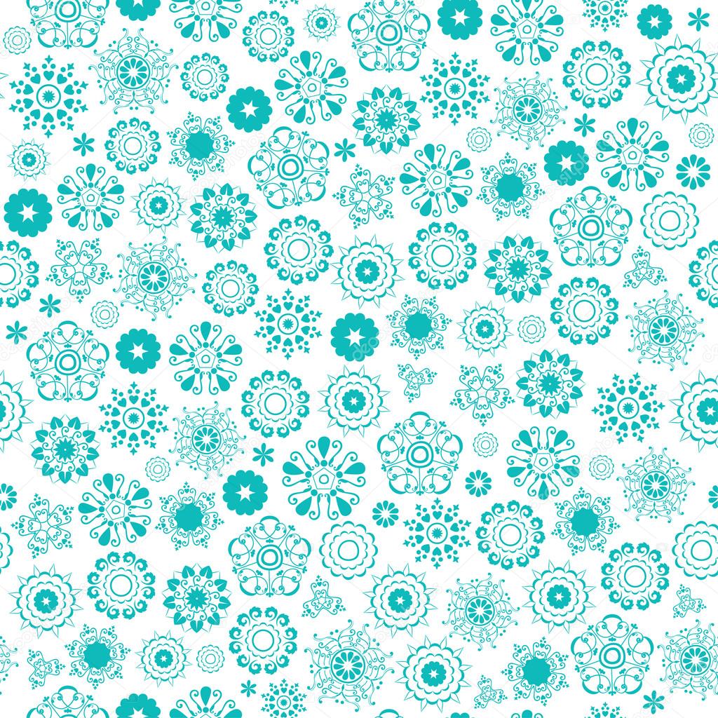 Seamless pattern with stylized snowflakes