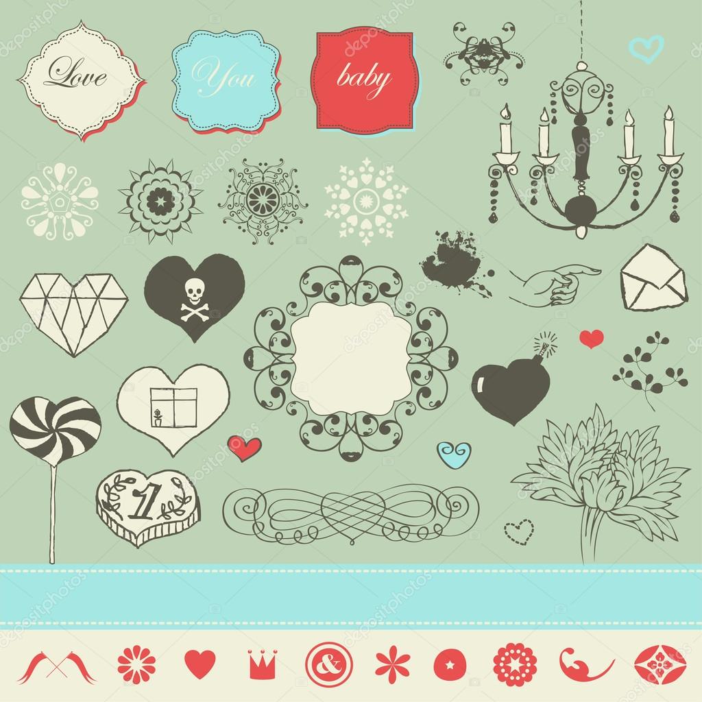 Lovely romantic set for Your design Stock Vector Image by ...