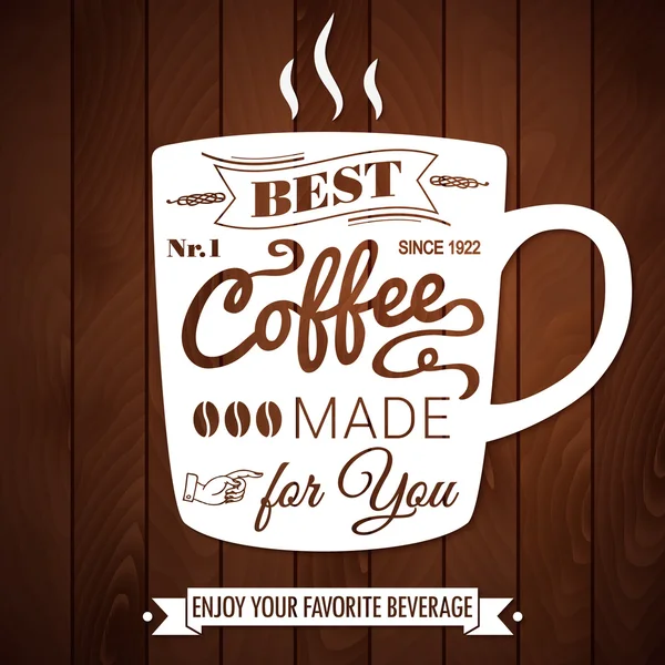 Vintage koffie poster op een donkere houten achtergrond. — Stockvector