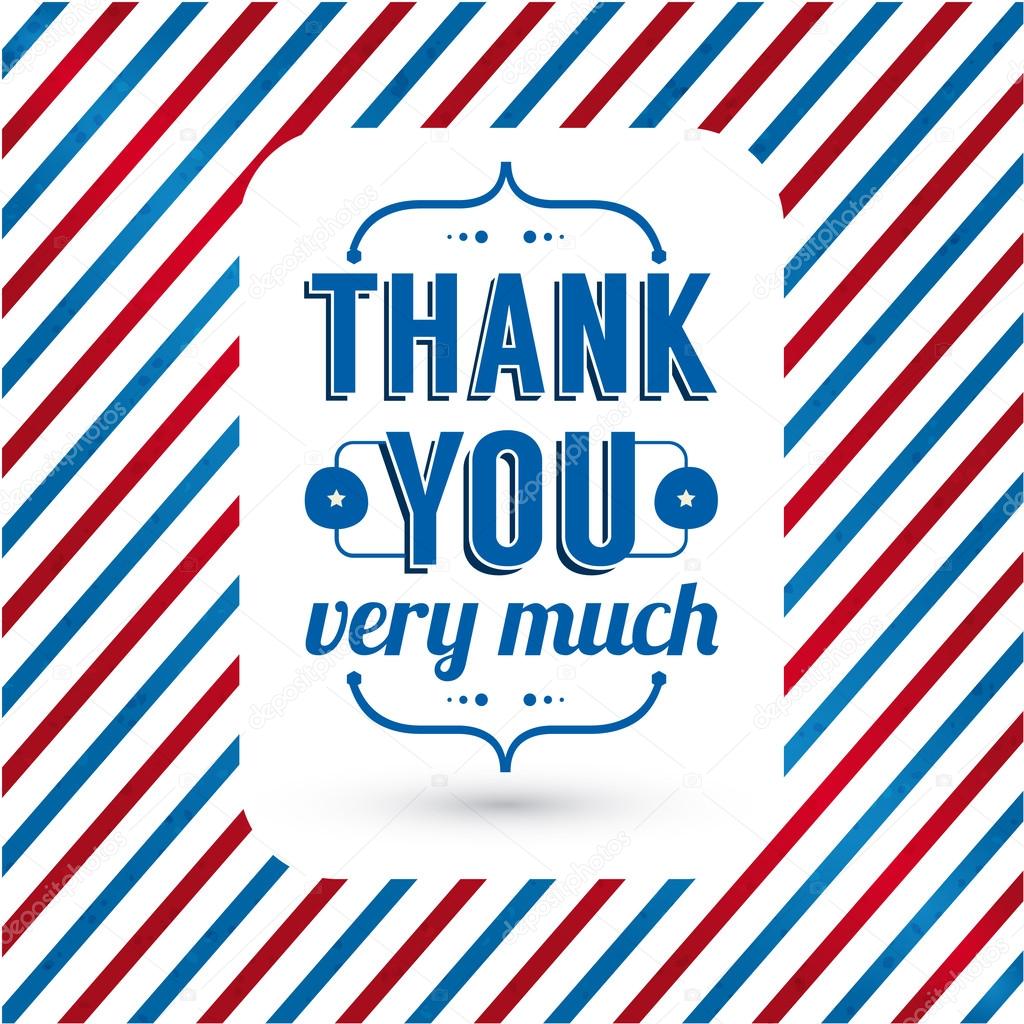 Thank you card on tricolor grunge background.