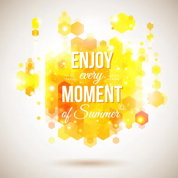 Enjoy every moment of Summer. Positive and bright yellow poster. — Stock Vector