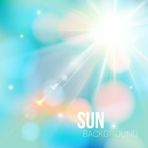 Bright shining sun with lens flare. — Stock Vector