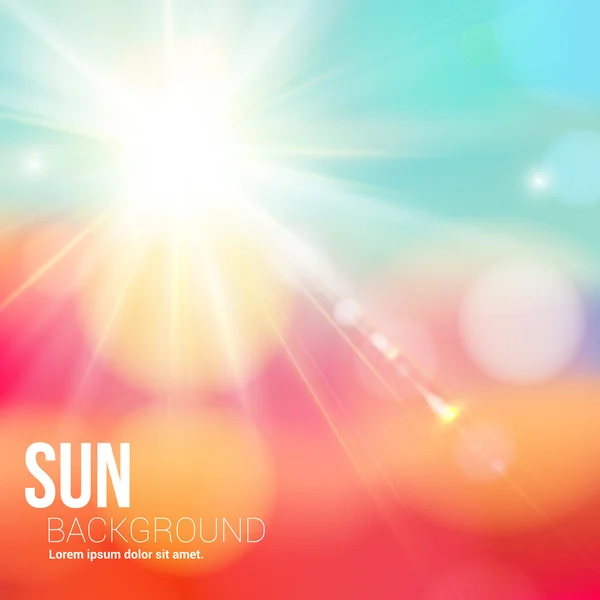 Bright shining sun with lens flare. — Stock Vector