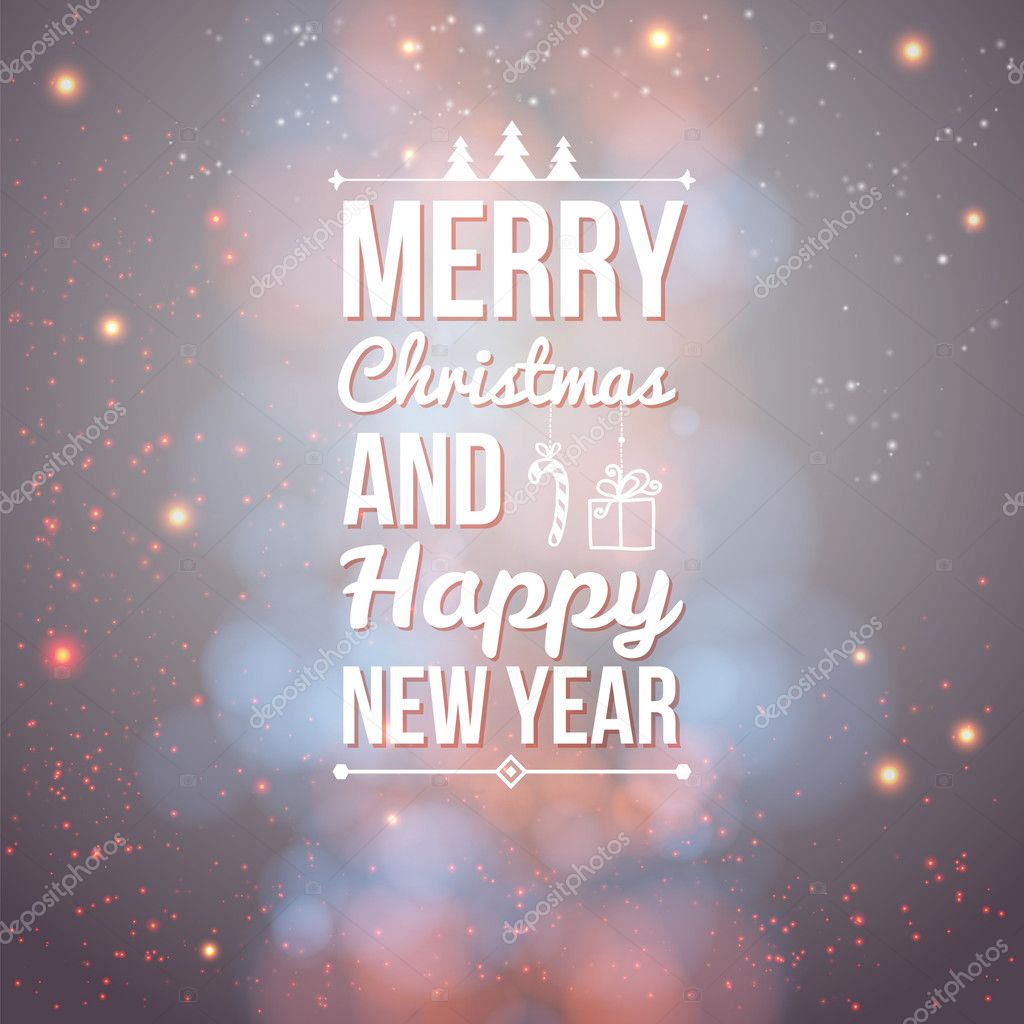 Merry Christmas and Happy new year card. Holiday background and lettering can be easily used together or separately. Vector illustration.