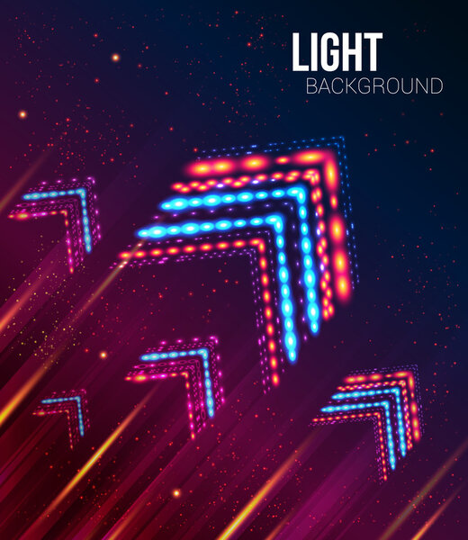 Блестящие стрелки и полосы летят над синим фиолетовым фоном
.