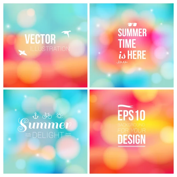 Set of soft blurry backgrounds with bokeh effect. — Stock Vector