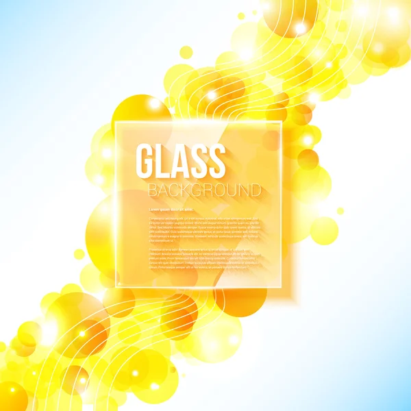 Glänsande gula geometrisk bakgrund med glaspanel. — Stock vektor