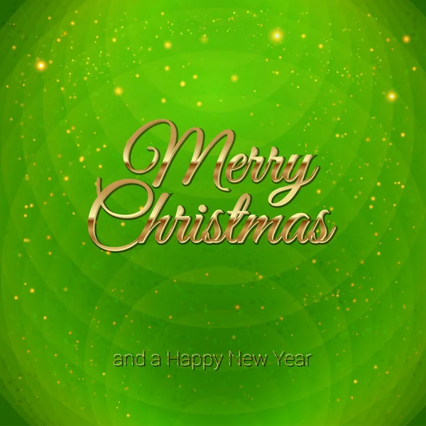 Golden Merry Christmas headline on green background. Use it for Your holiday design. — Stock Vector