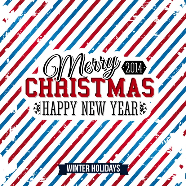 Merry Christmas and Happy new year card on a bright stripy background. Vector image. — Stock Vector