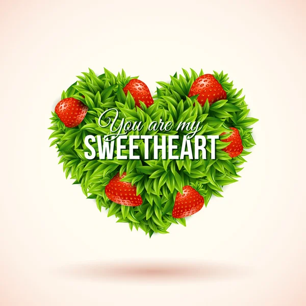 Heart shape label made of leafs. — Stock Vector