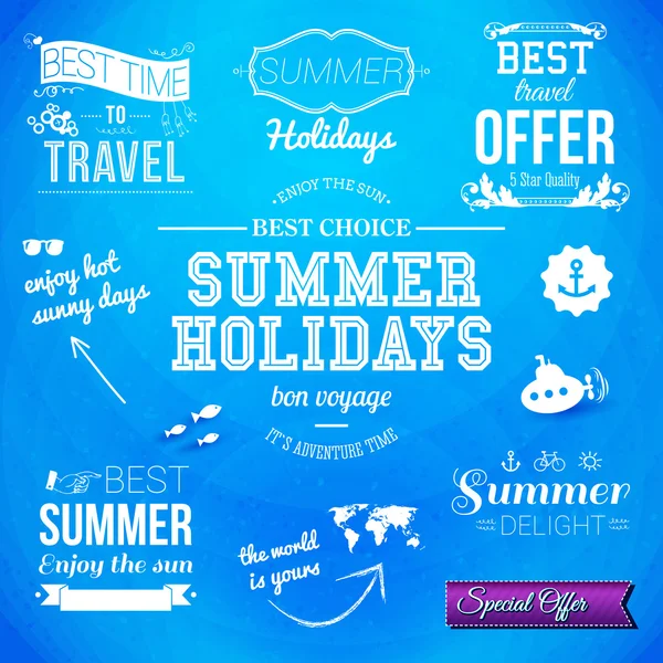 Typografische labels voor zomervakantie — Stockvector