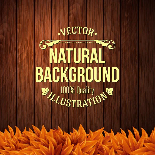 Tablero de madera con hojas de otoño — Archivo Imágenes Vectoriales