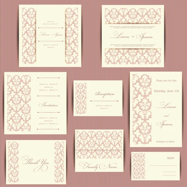 Ensemble de cartes d'invitation de mariage — Photo