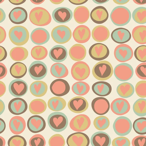 Cartoon hjärtan och cirklar seamless mönster — Stockfoto