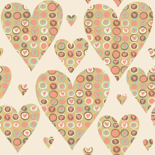 Cartoon hearts and circles seamless pattern. Valentines day card — Stock Photo, Image
