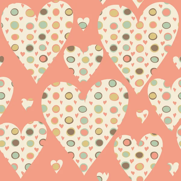 Cartoon hearts and circles seamless pattern. Valentines day card — Stock Photo, Image